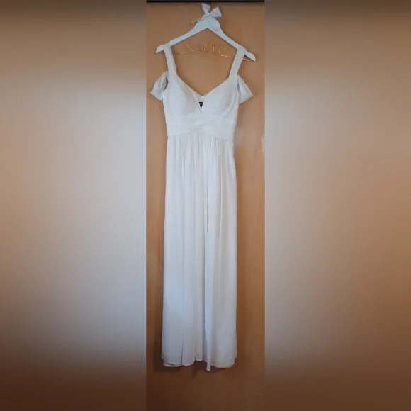 strapless open back dress One Shoulder Rehearsal Dinner Dress / 